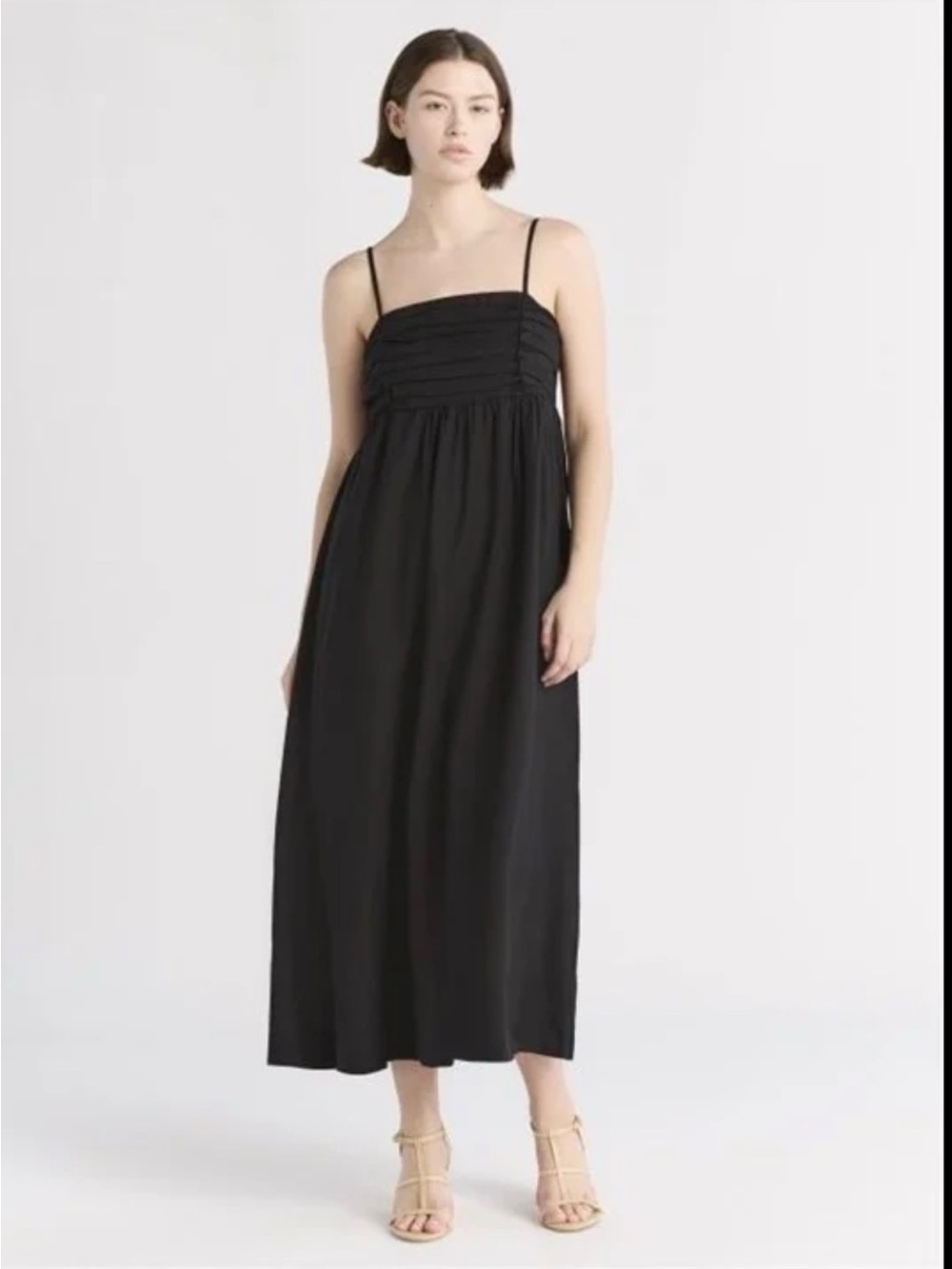 Free Assembly Women's Pleated Linen Blend Maxi Dress Small
